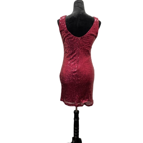Crystal Doll Ruby Red Sequin Sleevless Mini Dress M - Picture 2 of 8
